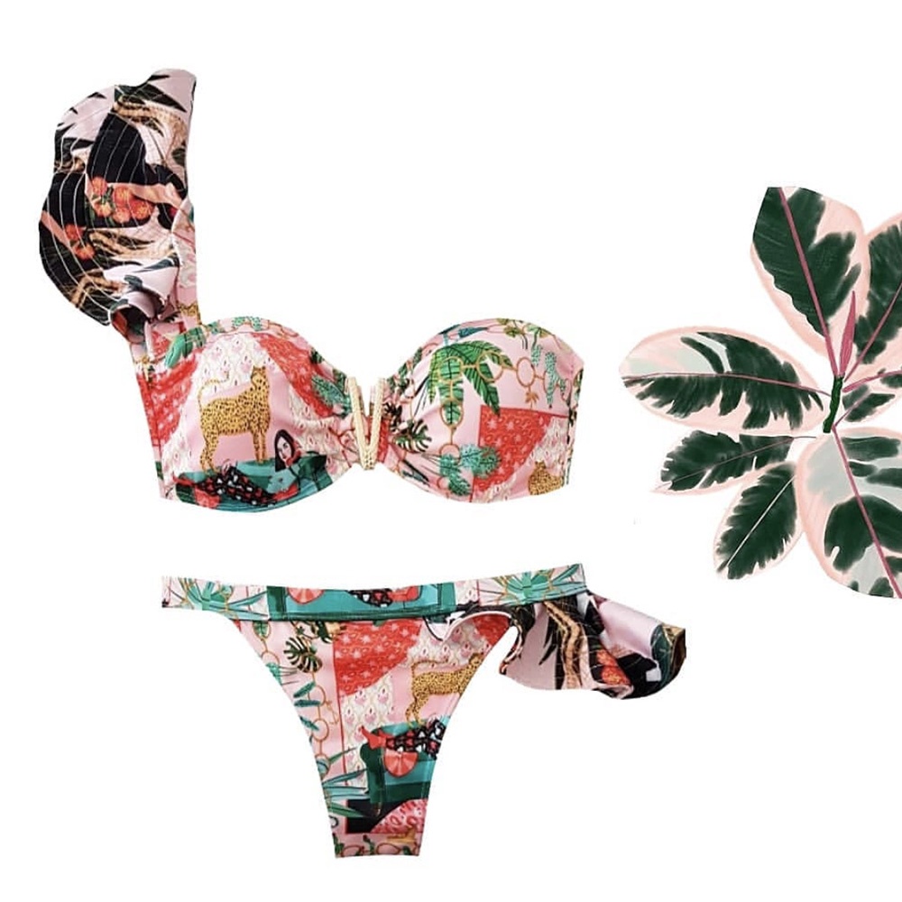 One Bộ Bikini Một Mảnh In Họa Tiết Phong Cách Brazil Quyến Rũ Cho Nữ