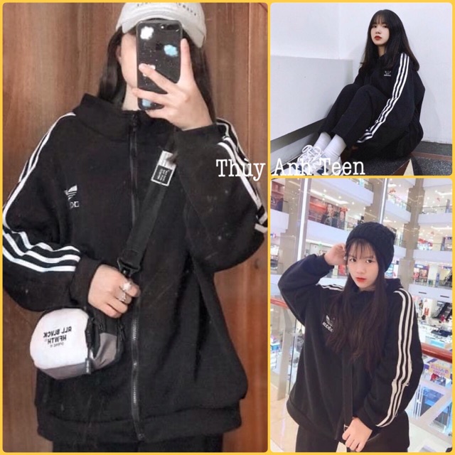 Áo khoác thể thao form thụng 3 sọc Unisex | BigBuy360 - bigbuy360.vn