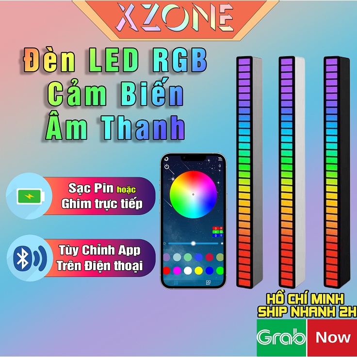 Thanh Led RGB tiktok, cảm biến tự nhấp nháy theo nhạc, sạc pin. Hỏa Tốc 1H