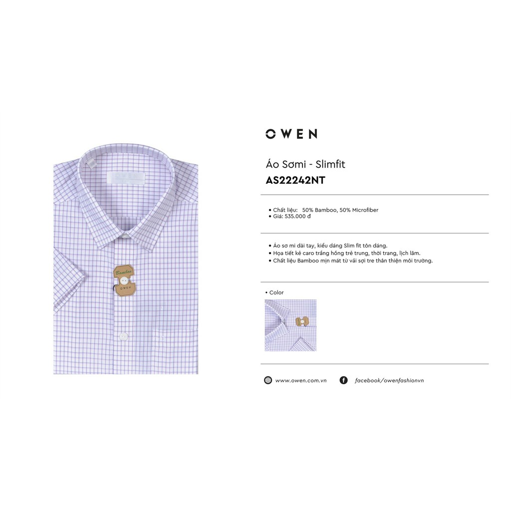 XẢ ÁO LẺ SIZE - Áo sơ mi cộc tay Owen 22242 size 42