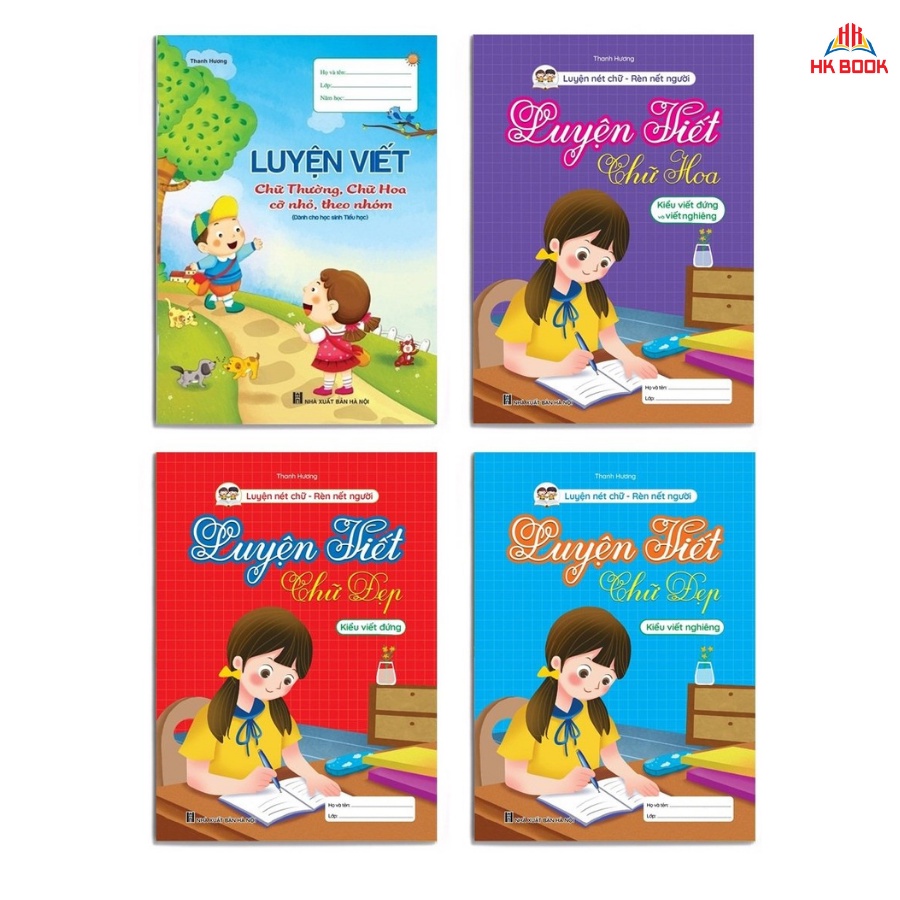 Sách - Bộ vở Luyện viết chữ đẹp - Trọn bộ 4 quyển (Luyện viết chữ thường, chữ hoa, chữ đứng, chữ nghiêng) (4 cuốn)