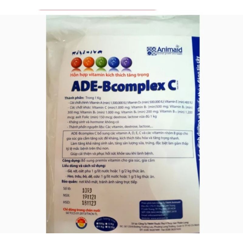 ADE Bcomplex C 1kg thức ăn cho gà hsd 04/05/2024