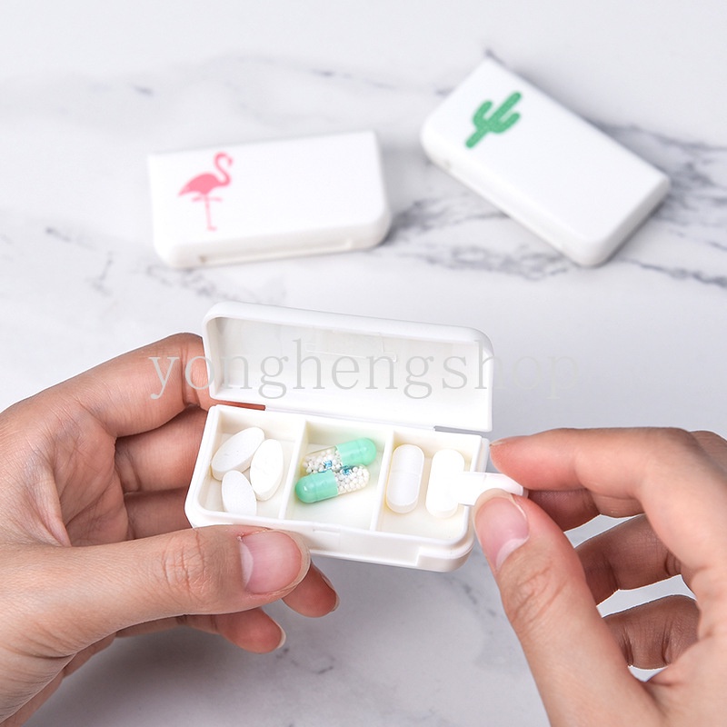 Hộp Đựng Thuốc 3 Ngăn Hình Chim Hồng Hạc/Cây Xương Rồng Dễ Thương