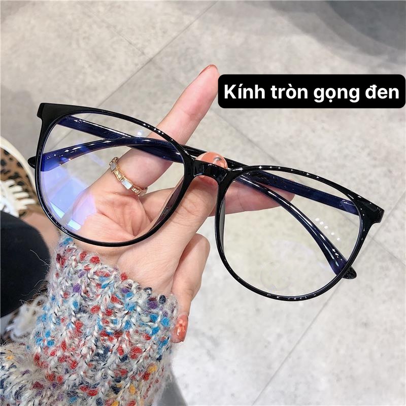 Kính nữ thời trang màu đen và trắng. Mắt kính nữ giả cận gọng tròn, chống bụi