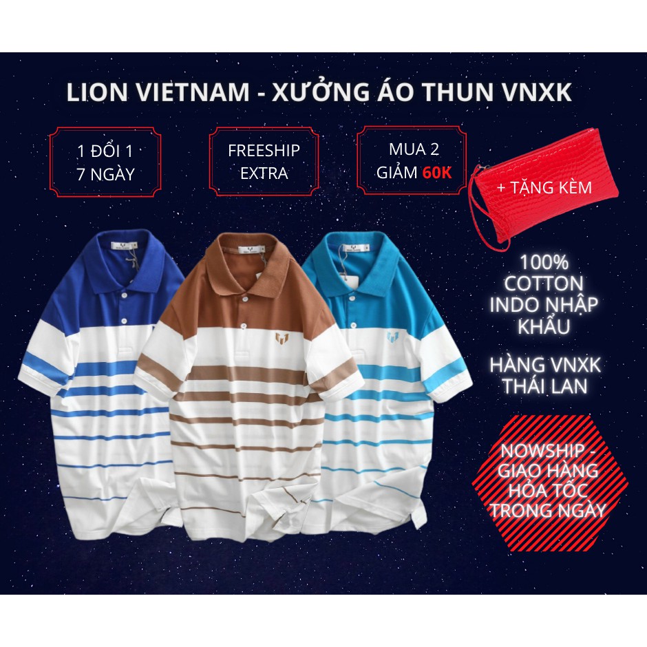 Áo thun nam polo có cổ, 100% cotton indo nhập khẩu, siêu xịn, mịn, cổ dệt cao cấp, hàng việt nam xuất khẩu Thái Lan