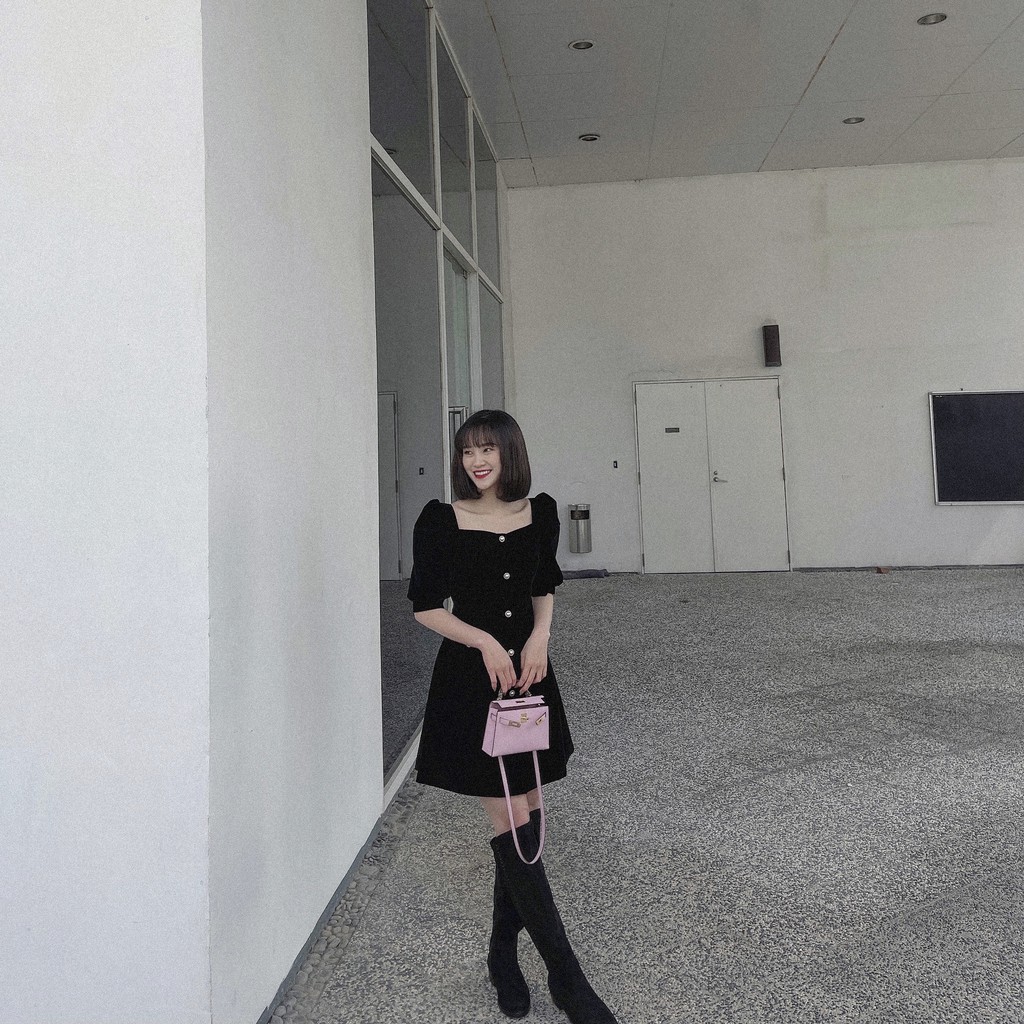 LIIN - Đầm nhung chữ A tay bồng sang chảnh, tôn dáng | BigBuy360 - bigbuy360.vn