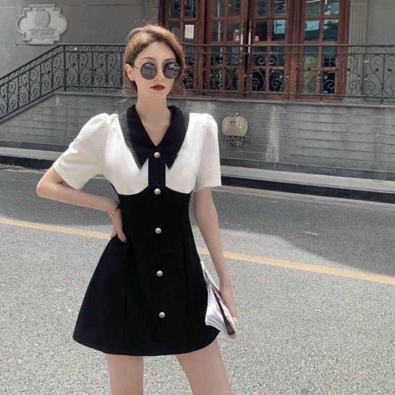 Đầm phối trắng form A Bigsize 60_90 ký, thời trang nữ dành cho khách ngoại cỡ