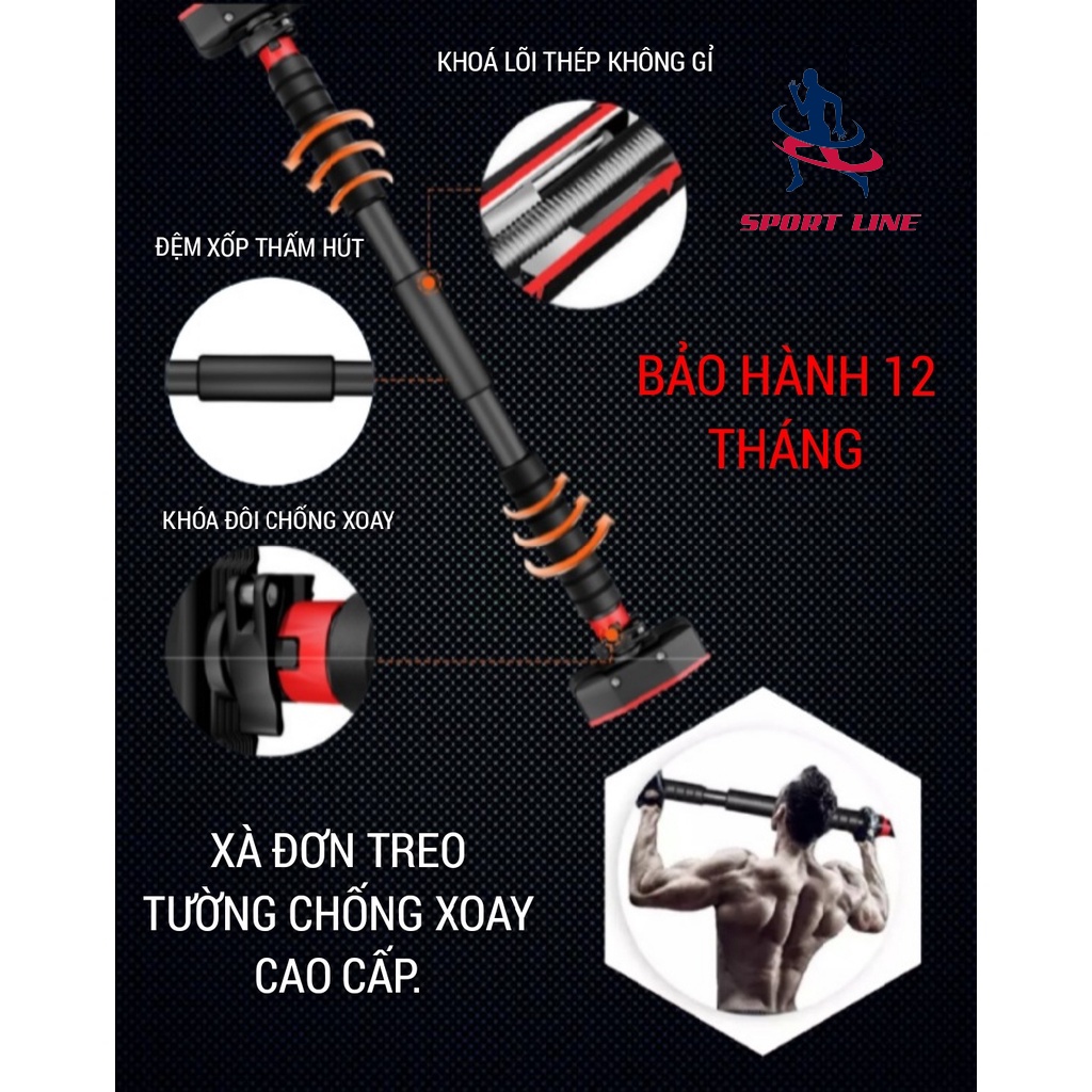 Xà đơn gắn tường, Xà gắn tường chống xoay cao cấp [ MÚT KHÓA HÌNH THOI THẾ HỆ MỚI ]