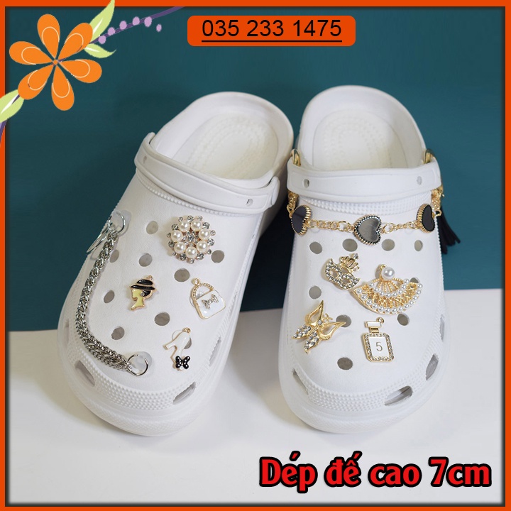 Dép cross sục đính đá đế cao 7cm (kèm stick)