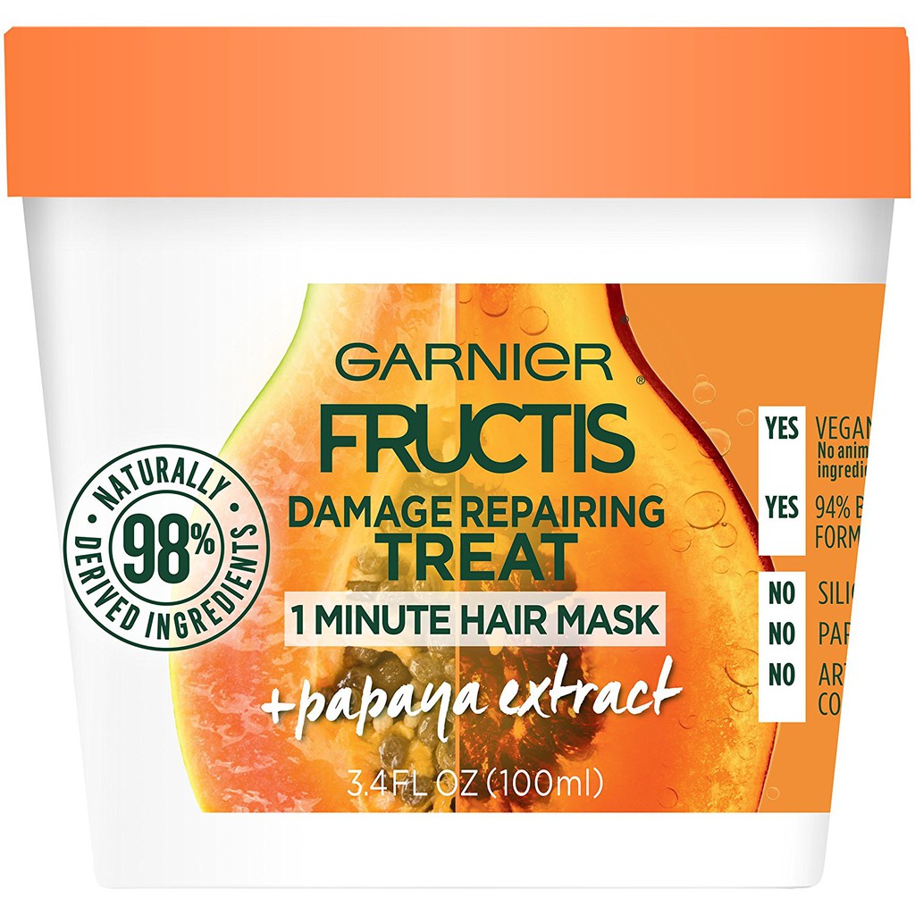 Kem ủ giúp phục hồi tóc Garnier Fructis Damage Repairing Treat 1 Minute Hair Mask 100ml /400ml (Mỹ)