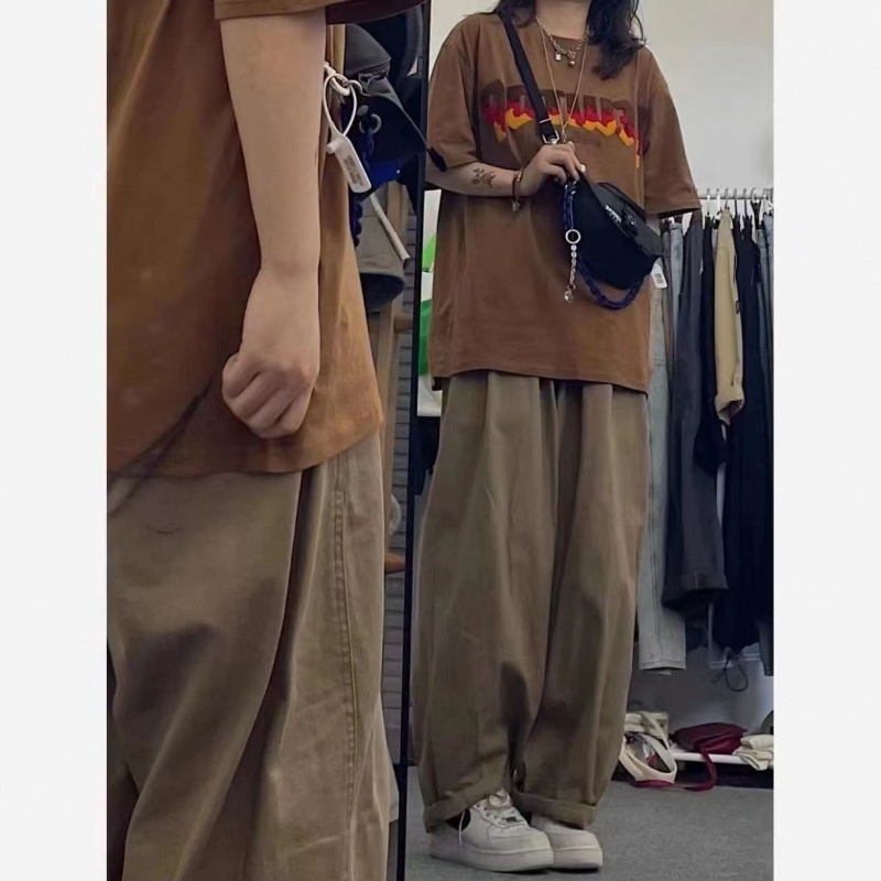 Quần ống rộng Phong Cách retro Nhật Bản Thời Trang Cho Nam Và Nữ