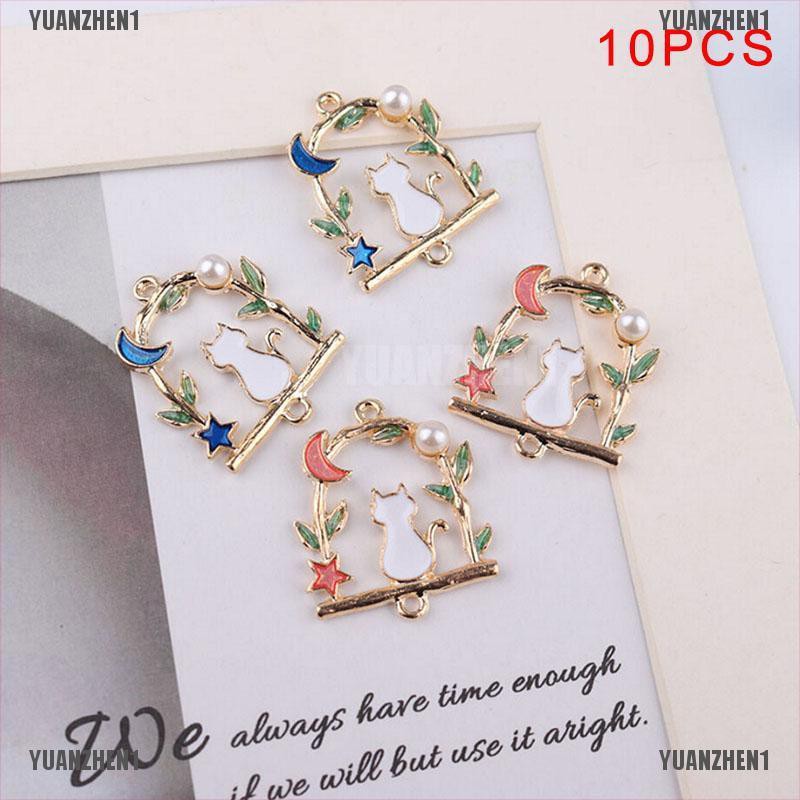 [YUANZHEN1] Set 10 Mặt Dây Chuyền Kim Loại Tráng Men Hình Trăng Sao