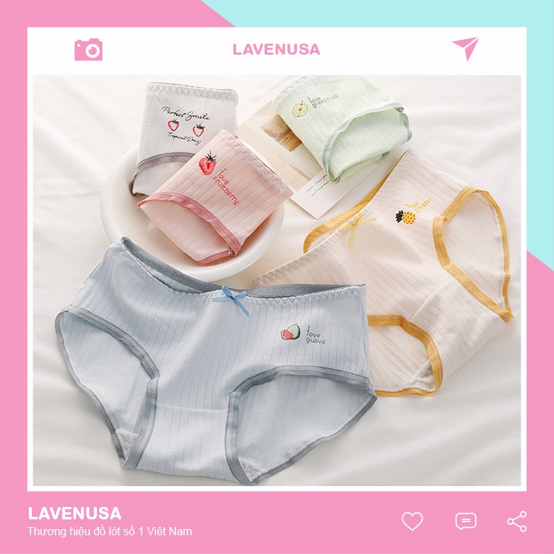 Quần lót nữ cotton hình hoa quả dễ thương kháng khuẩn thoáng khí LAVENUSA QL85