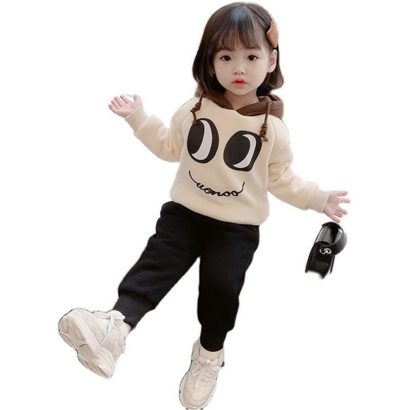 Bộ Nỉ Bông Đôi Mắt Có Mũ Cực Xinh Cho Bé Gái từ 6 -27kg, Bộ Nỉ Thu Đông Cho Bé Kids House