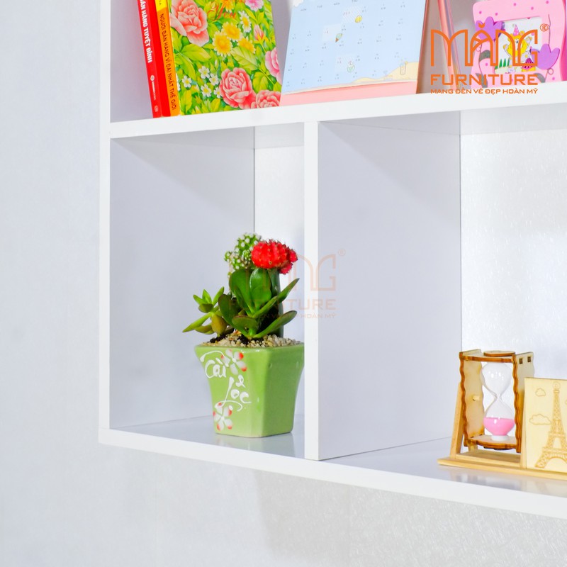 Kệ sách treo tường gỗ đa năng nhiều ngăn trang trí mẫu ks06
