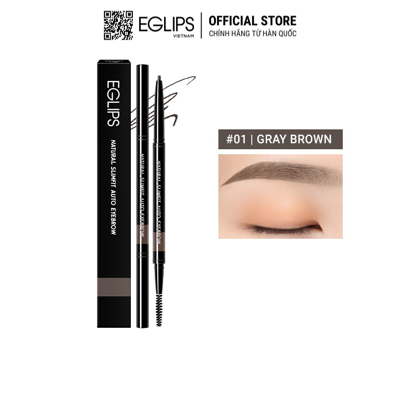 Kẻ mày Eglips Natural Slimfit Auto Eyebrow (đầu nhỏ) 0.08g - 01 Gray Brown