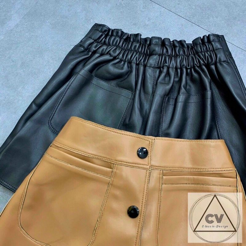 Quần da giả váy túi trước hàng QCL1