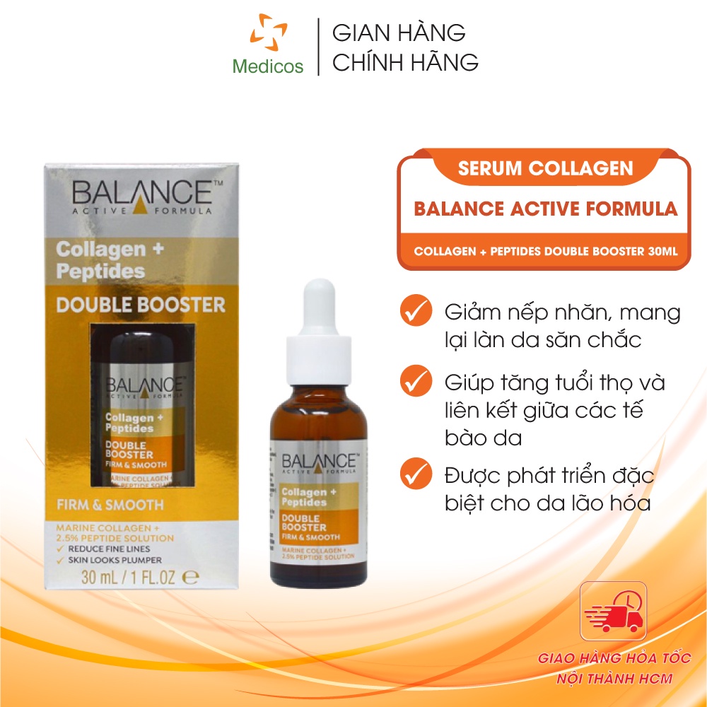 Serum Collagen trẻ hóa làn da - Balance Active Formula Collagen + Peptides Double Booster 30ml