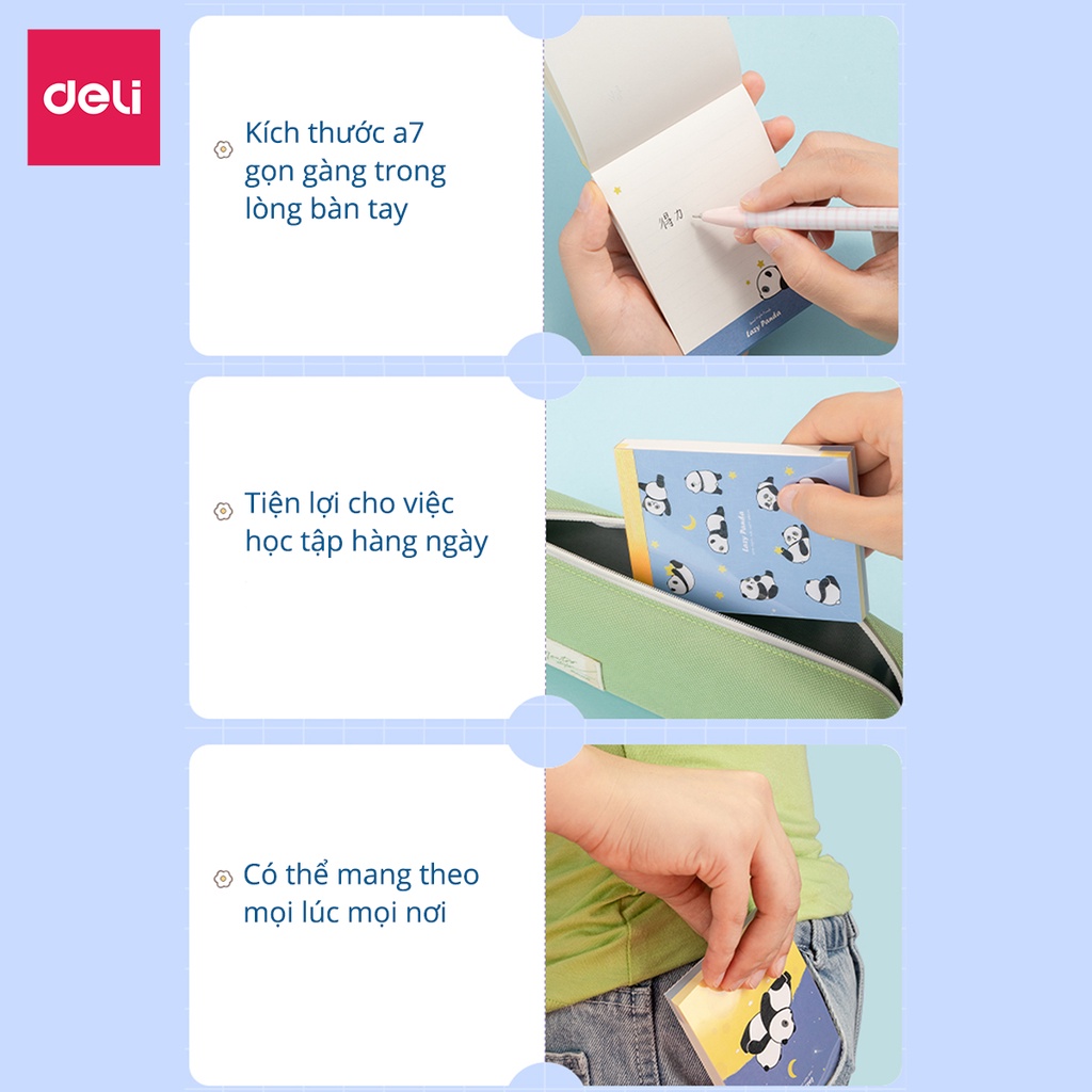 [LIFEMC02BPABAU -10% đơn 250K] Giấy note ghi chú hình gấu trúc Deli - 100 tờ - Màu ngẫu nhiên - 21762