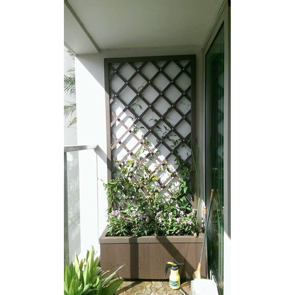 Giàn tường treo cây ban công || Mẫu ô quả trám - đơn giá m2