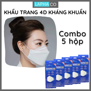 Combo 5 hộp khẩu trang y tế 4d cao cấp kháng khuẩn 3 lớp 4d mask kf94