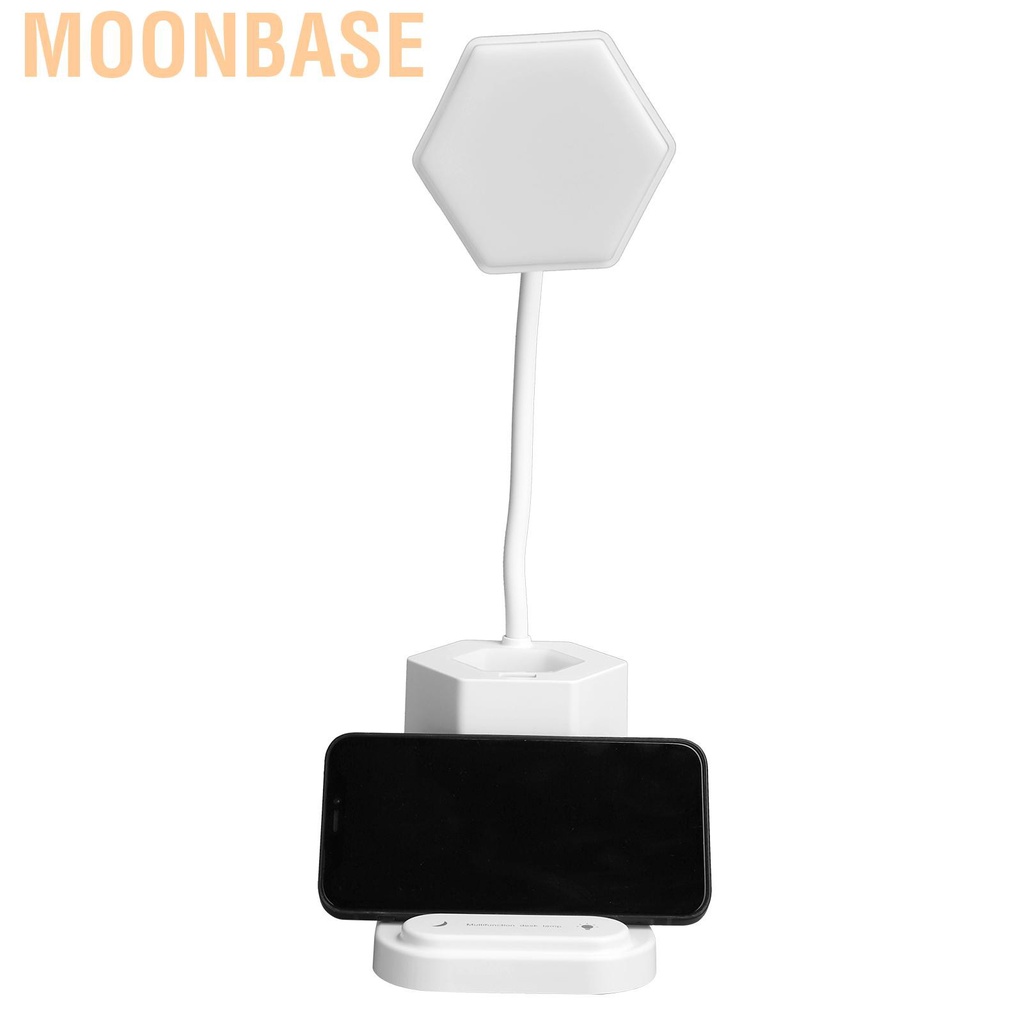 Moonbase Desk Lamp with Pencil Holder LED USB Rechargeable Students Eye‑Caring Study Table Multifunctional Colorful