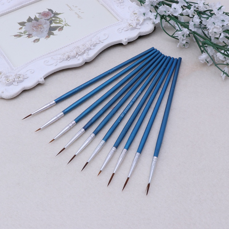 Set 10 Cọ Vẽ Màu Nước Đầu Tròn Acrylic Tiện Dụng
