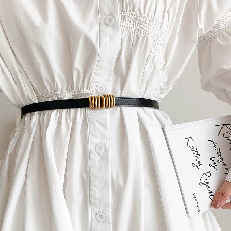 Thắt lưng khóa gài công sở 2 màu  vintage Thắt eo bản nhỏ 1.3cm