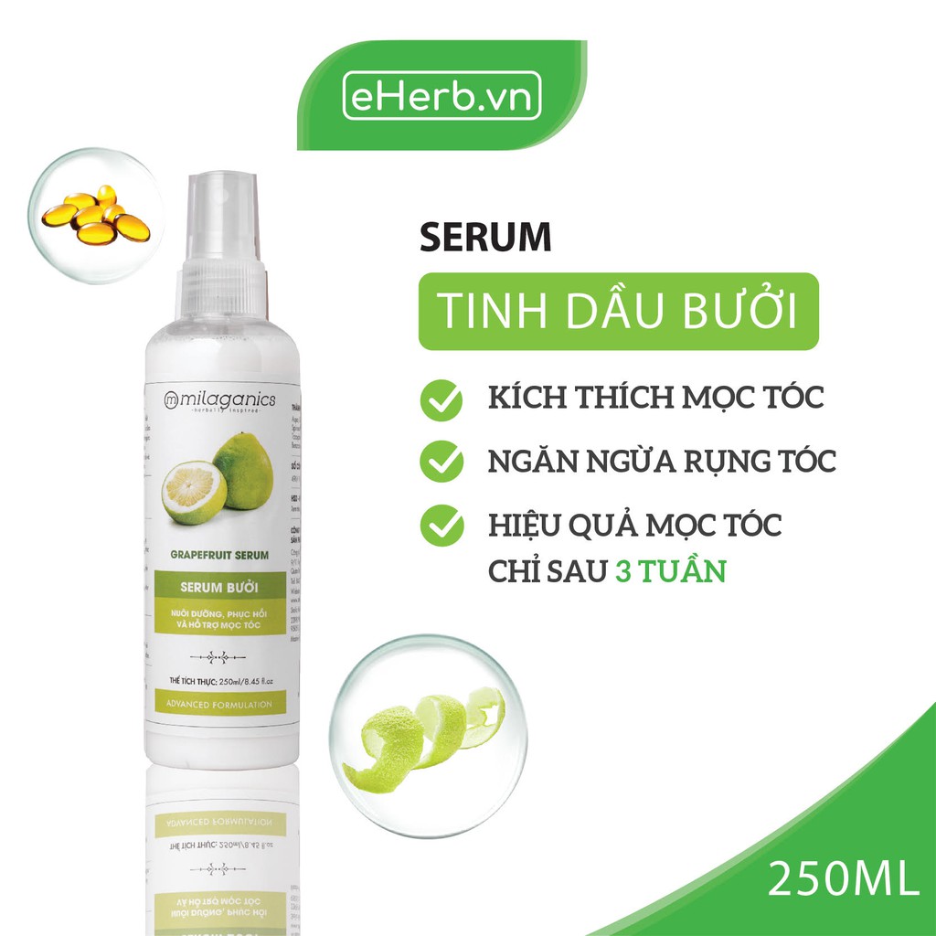 Combo 2 Serum Bưởi Ngừa Rụng Tóc & Kích Thích Mọc Tóc Từ Tinh Dầu Bưởi Nguyên Chất MILAGANICS 250ml (Chai)