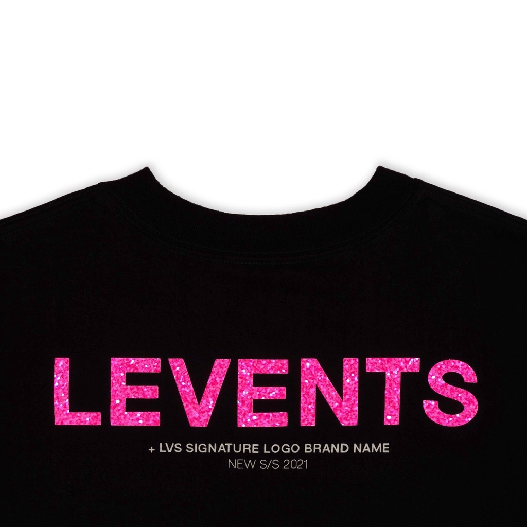 Áo thun tee LEVENTS LVS XL LẤP LÁNH LOGO BLACK / PINK màu đen