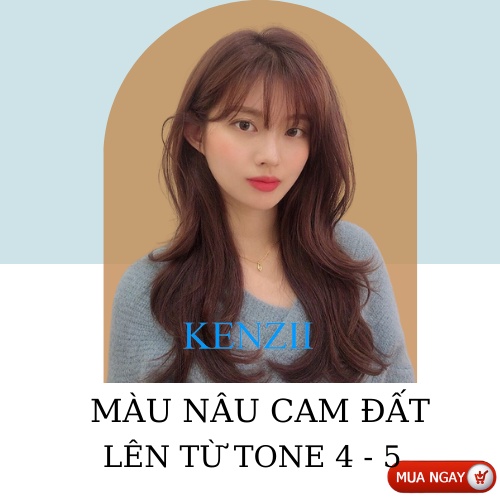 Thuốc nhuộm tóc NÂU CAM ĐẤT lên từ tone 4 - 5 ( Tặng oxi ) KENZII - Thuốc nhuộm tóc nâu