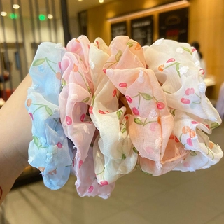  Dây buộc tóc vải scrunchies hoa dễ thương