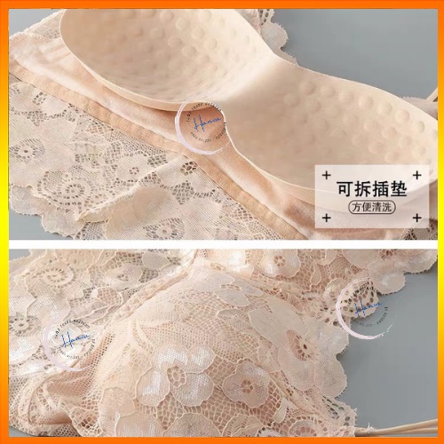 Áo Ngực Nữ Brallete 2 Dây Phối Ren Hình Hoa Có Mút Nâng Ngực Sexy Quyến Rũ Hanva