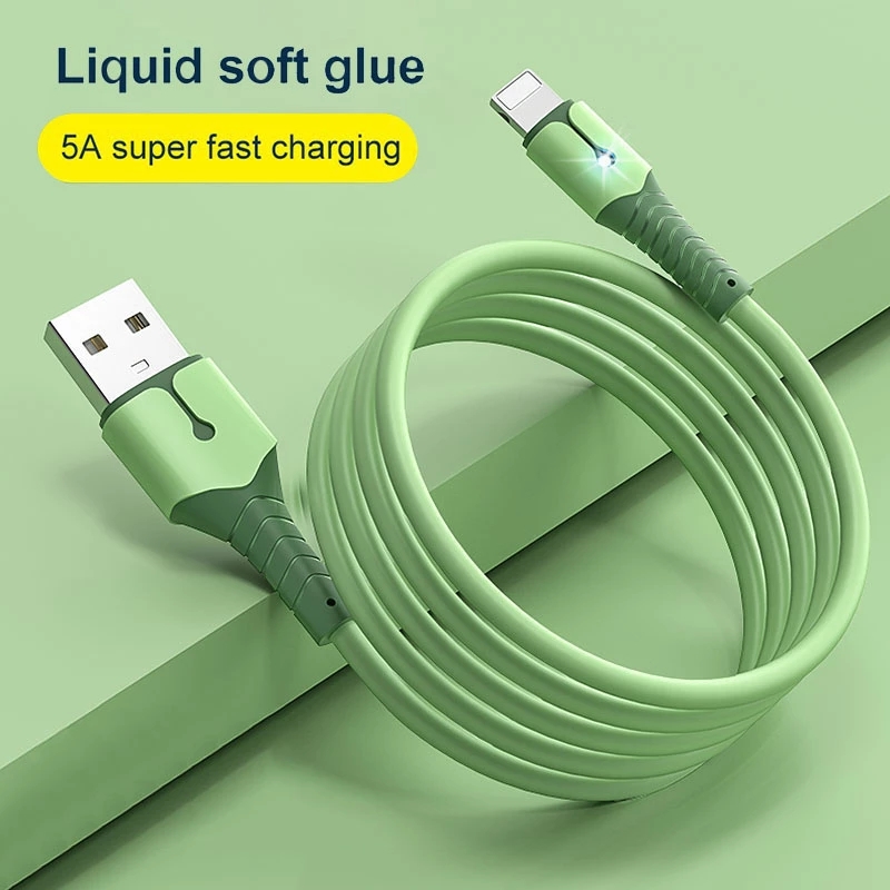 Dây cáp sạc truyền dữ liệu USB loại nhanh 5A bằng silicone lỏng tướng thích mọi điện thoại thông minh