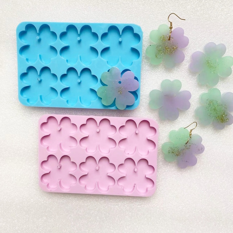 Sa Khuôn Silicon Làm Móc Khóa Hình Cỏ Bốn Lá