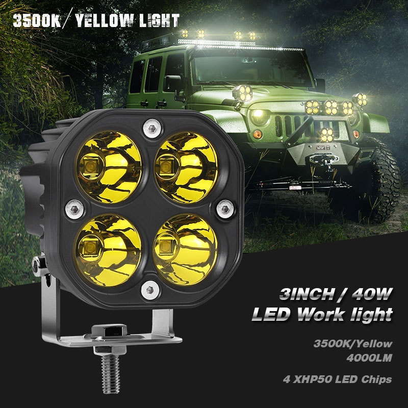Set 2 Đèn Pha Mini 80W 3500K / 6000K Siêu Sáng Có Giá Đỡ Dành Cho Xe Mô Tô