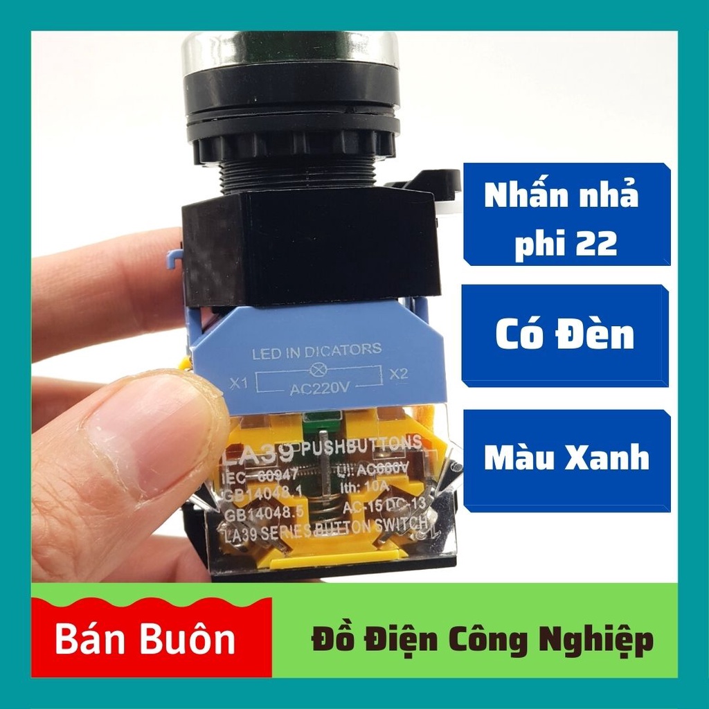 Nút nhấn nhả phi 22, nút nhấn đề phi 22 có đèn, LA39
