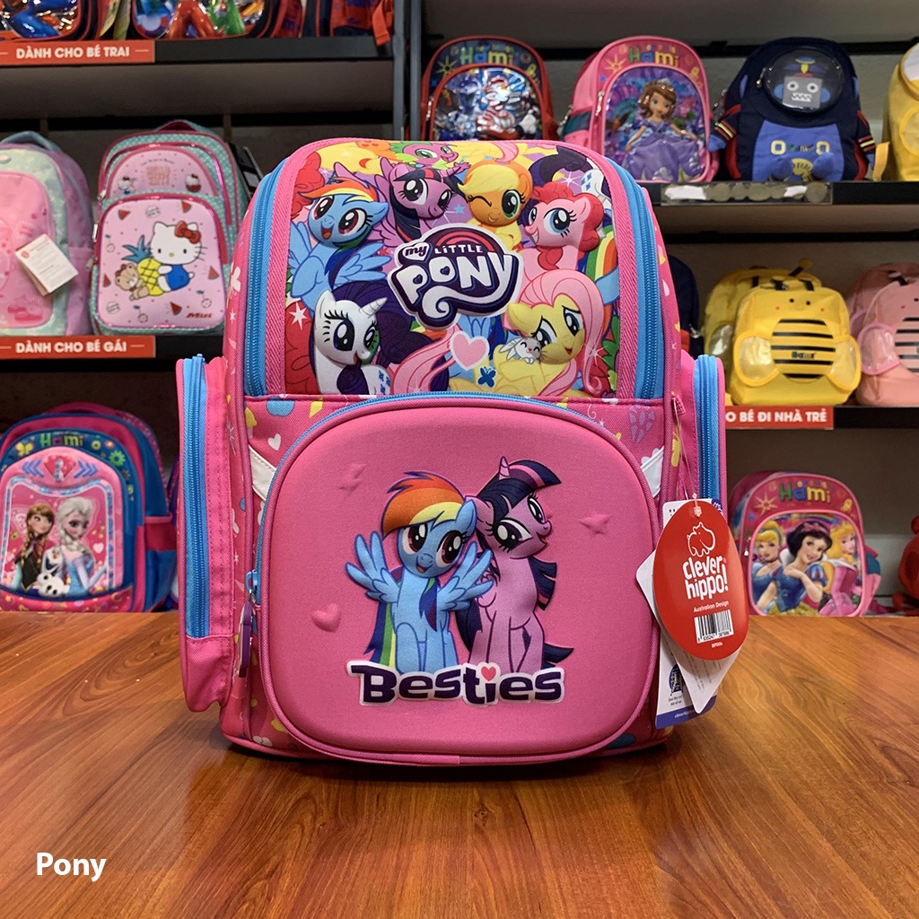 Balo cho bé Clever Hippo Fancy S My Little Pony hồng, balo học sinh tiểu học chống gù cho bé gái