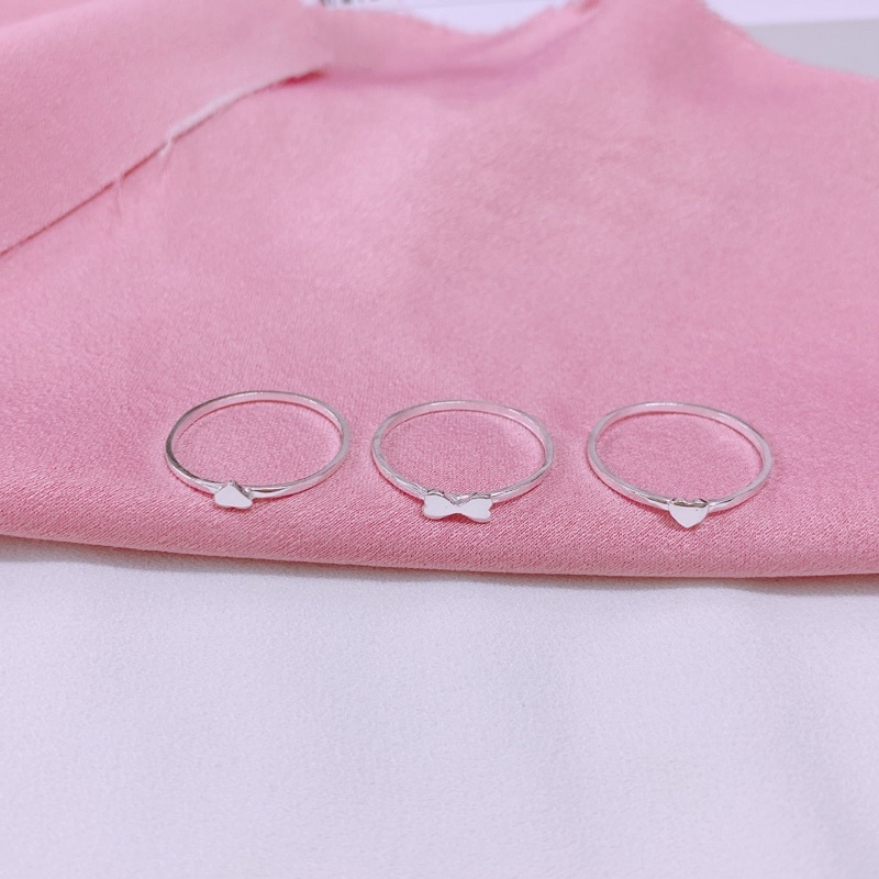 Bộ 3 nhẫn cỏ 4 lá may mắn LINH MIU SILVER