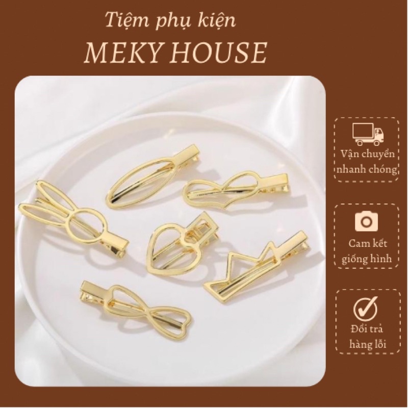 Kẹp tóc kim loại màu vàng đa dạng cho nữ phong cách Hàn Quốc