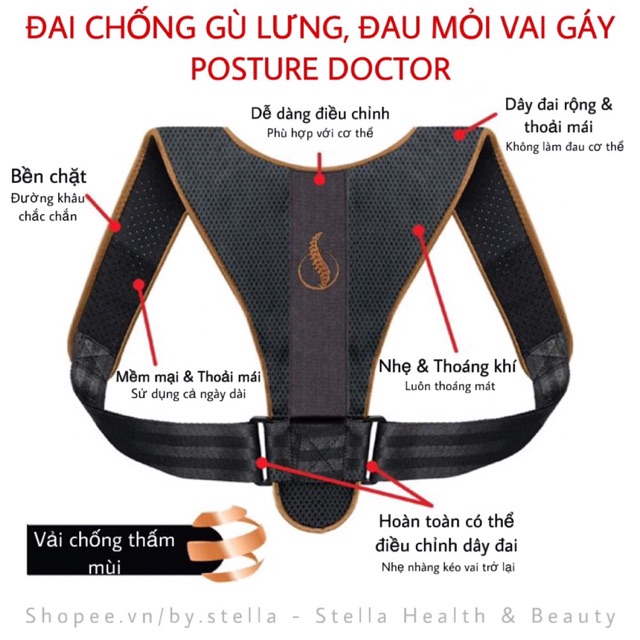 Đai Chống Gù lưng Dr Posture Dành Cho Dân Văn Phòng, Tập Gym Áo Chống Gù Lưng Giảm Đau Cổ Lưng Vai