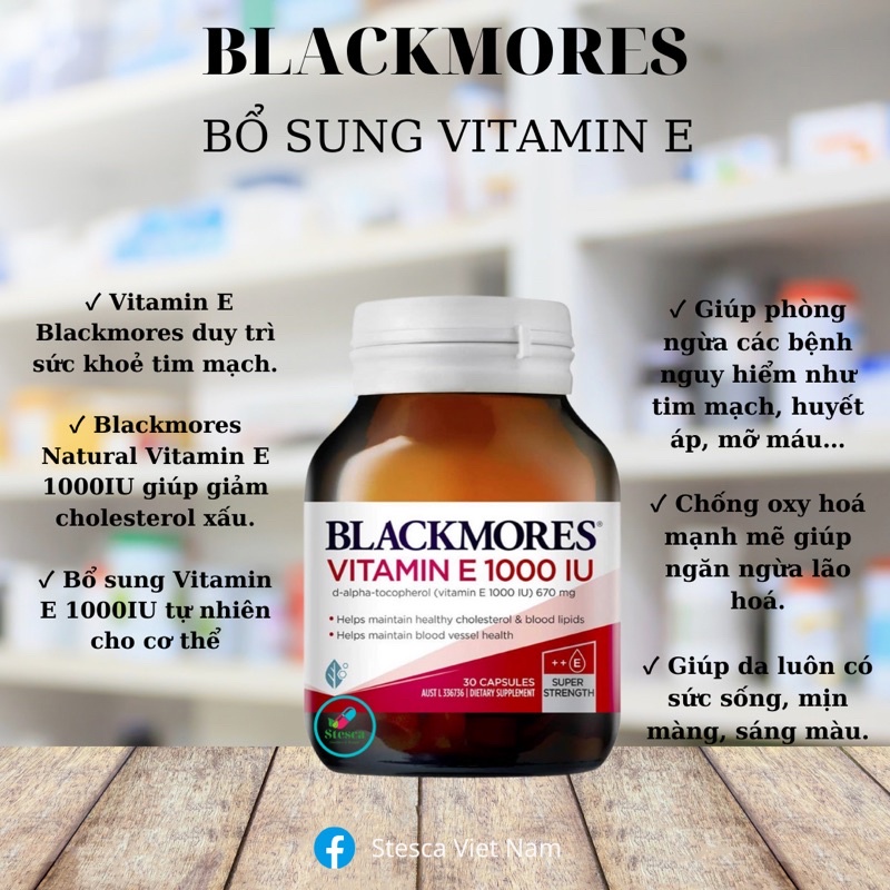 Vitamin Natural E 1000IU Blackmores Của Úc Lọ 30Viên và 100Viên