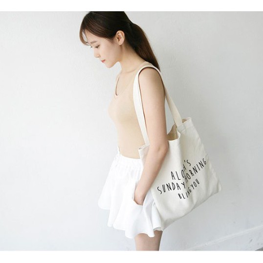 Túi vải tote in họa tiết chữ | BigBuy360 - bigbuy360.vn