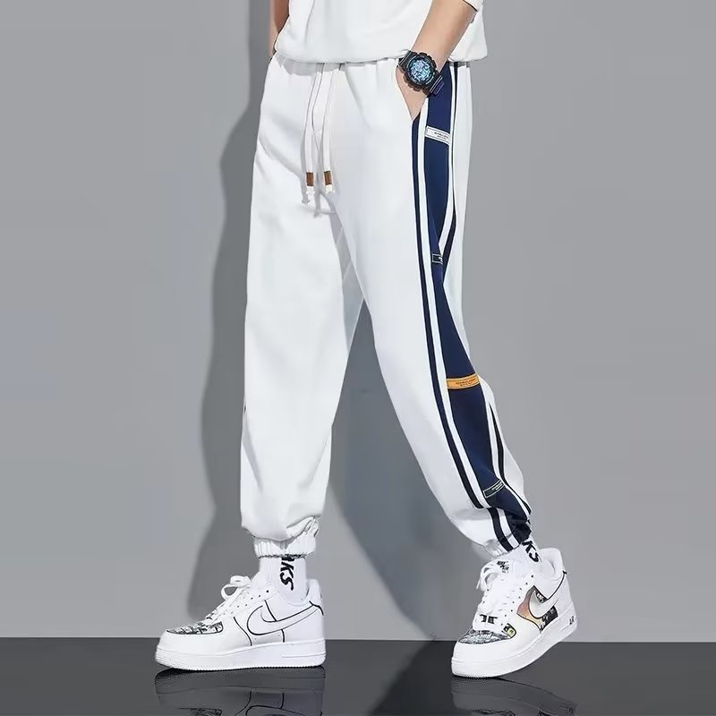 Quần Dài Thể Thao Vải Lụa Lạnh Mỏng Màu Sắc Tương Phản Thời Trang Mùa Hè Cho Nam Size S-5xl