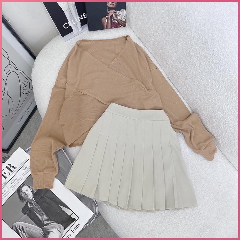 Set Áo Chân Váy CIBI Áo Len Tăm và chân váy xếp ly thời trang nữ đẹp xinh dưới 53kg | BigBuy360 - bigbuy360.vn