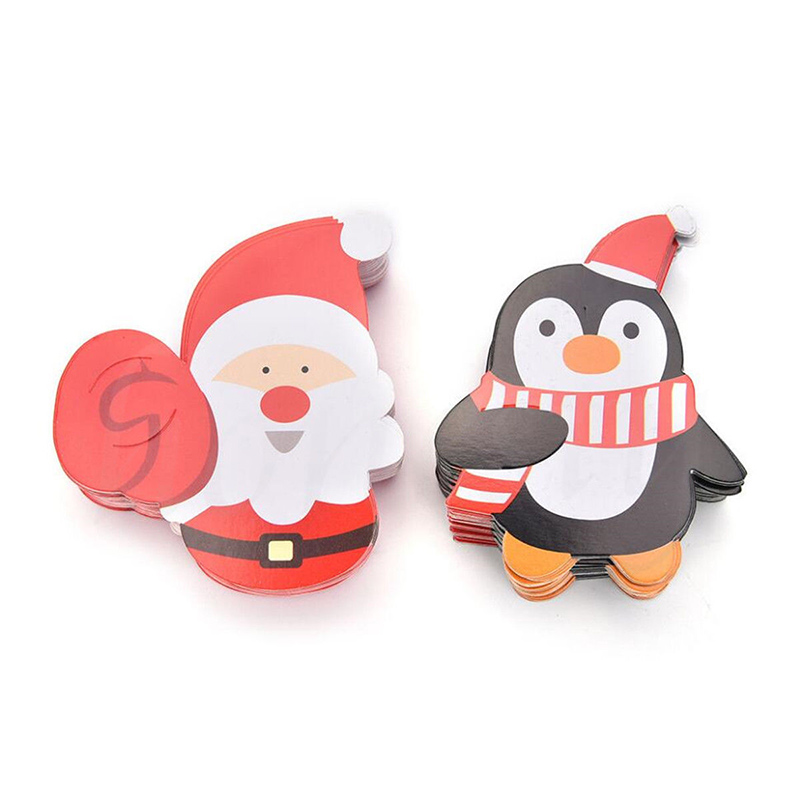 Set 25 Thiệp Giấy Hình Ông Già Noel Màu Đỏ / Chim Cánh Cụt Màu Đen Xinh Xắn