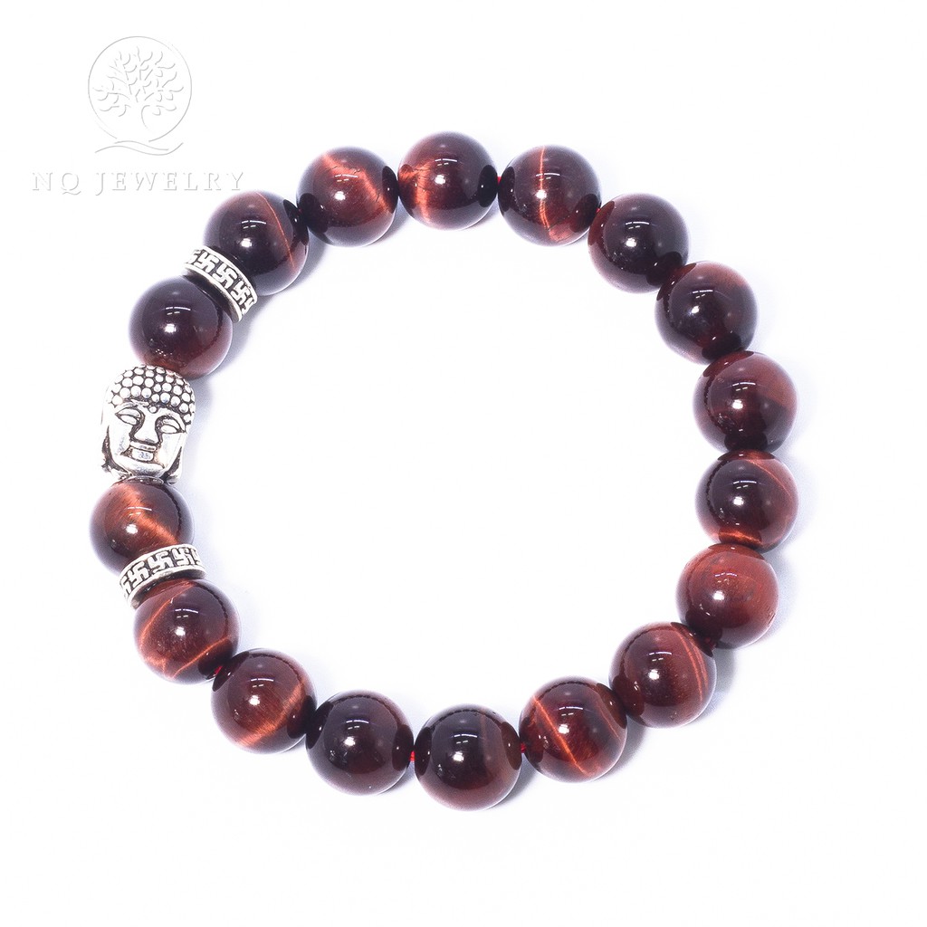 Vòng đá thiên nhiên phối charm phật bạc - NQ Jewelry