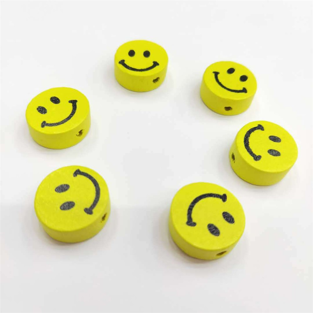 Set 50 hạt xỏ hình tròn in họa tiết mặt cười dễ thương tiện dụng DIY