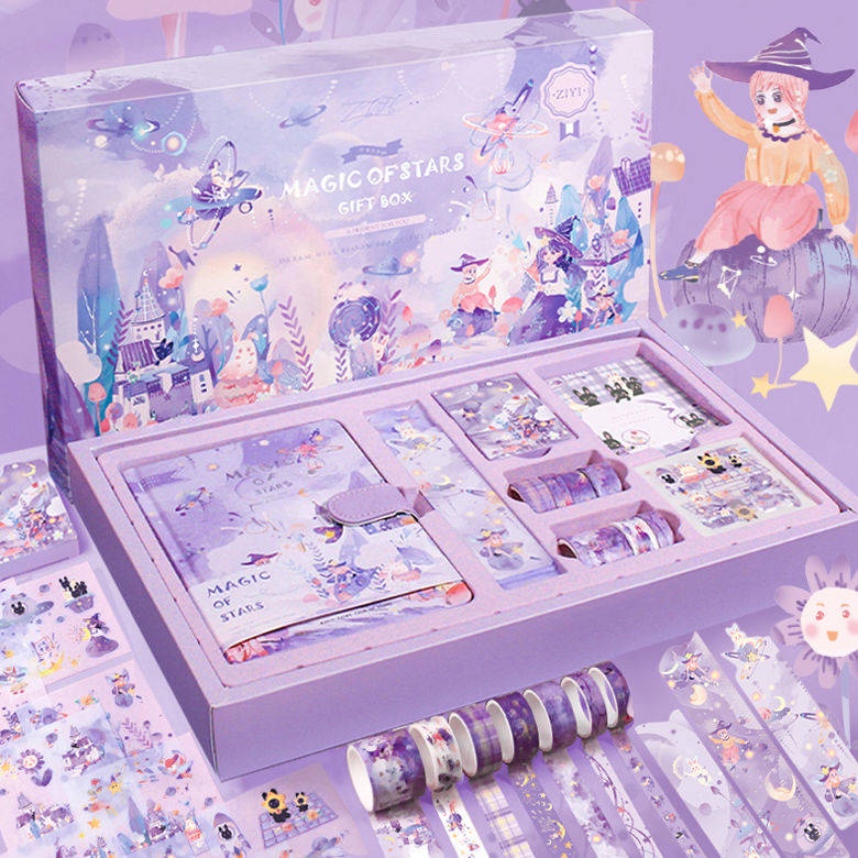 Hình Dán Trẻ Em。 Bộ Sổ Tay Hoạt Hình Kèm Hộp Quà Tặng Sinh Nhật Cho Bé Gái