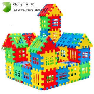 ✔☃●Câu đố giáo dục trẻ em chèn khối xây dựng đồ chơi cho mẫu làm bằng tay nam và nữ xếp hình ngôi nhà